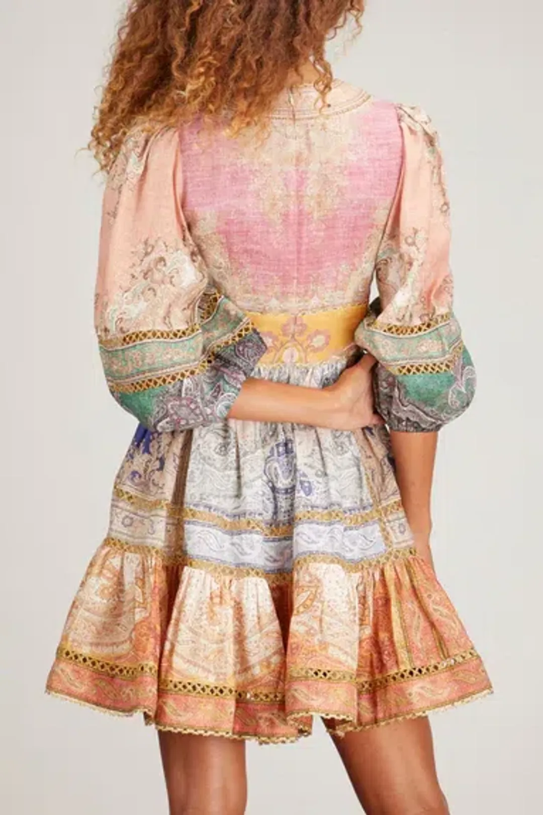 Zimmermann Anneke Lantern Mini Dress Print AU12 for rent on The Volte - main image