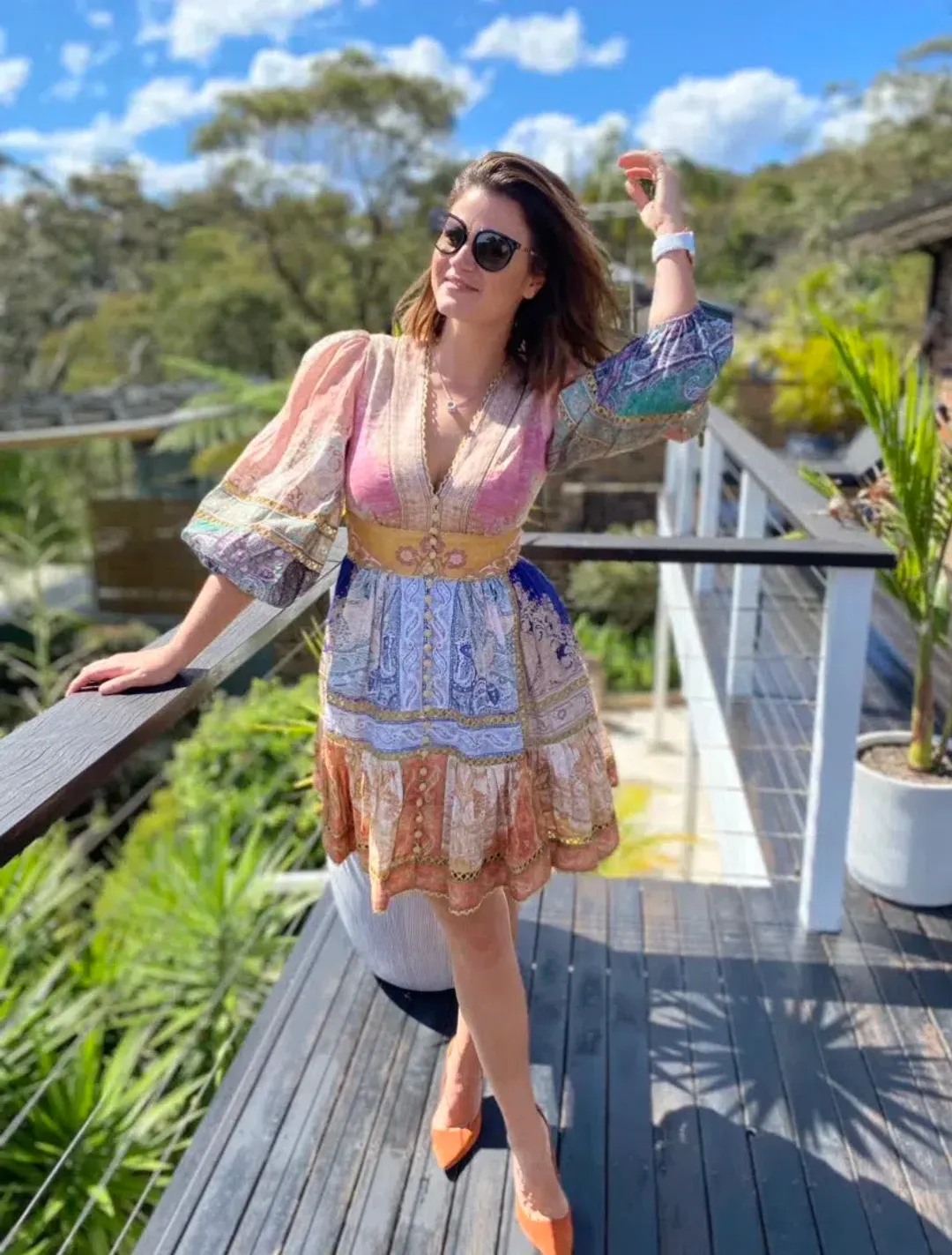 Zimmermann Anneke Lantern Mini Dress Print AU12 for rent on The Volte - main image