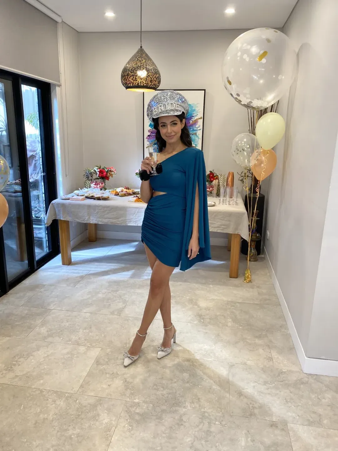 Michael Costello Alessia Dress in Teal Green Size XS for rent on The Volte - main image