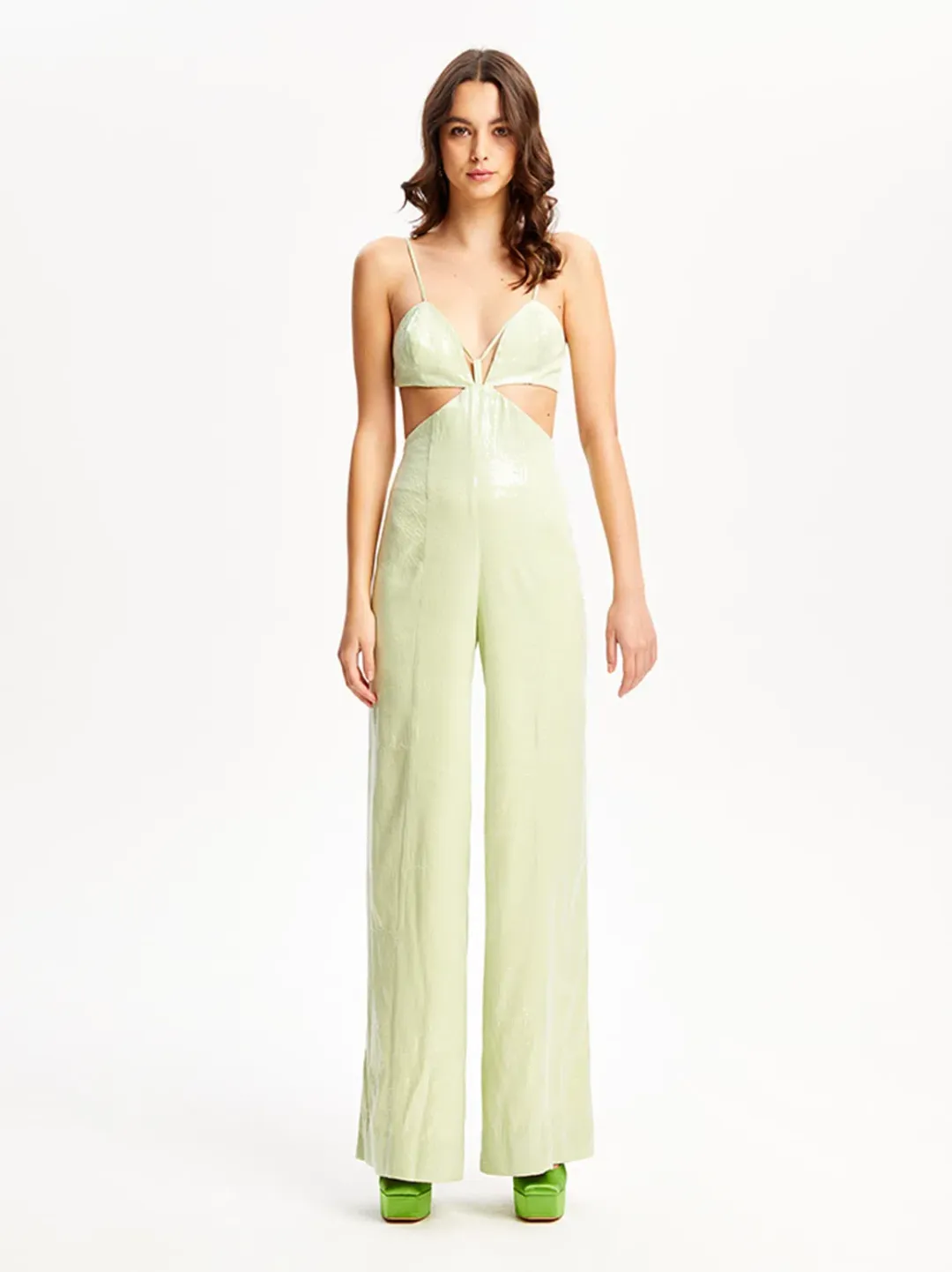 Alice McCall Night Sky Jumpsuit Lime Cream Size 6 for rent on The Volte - main image
