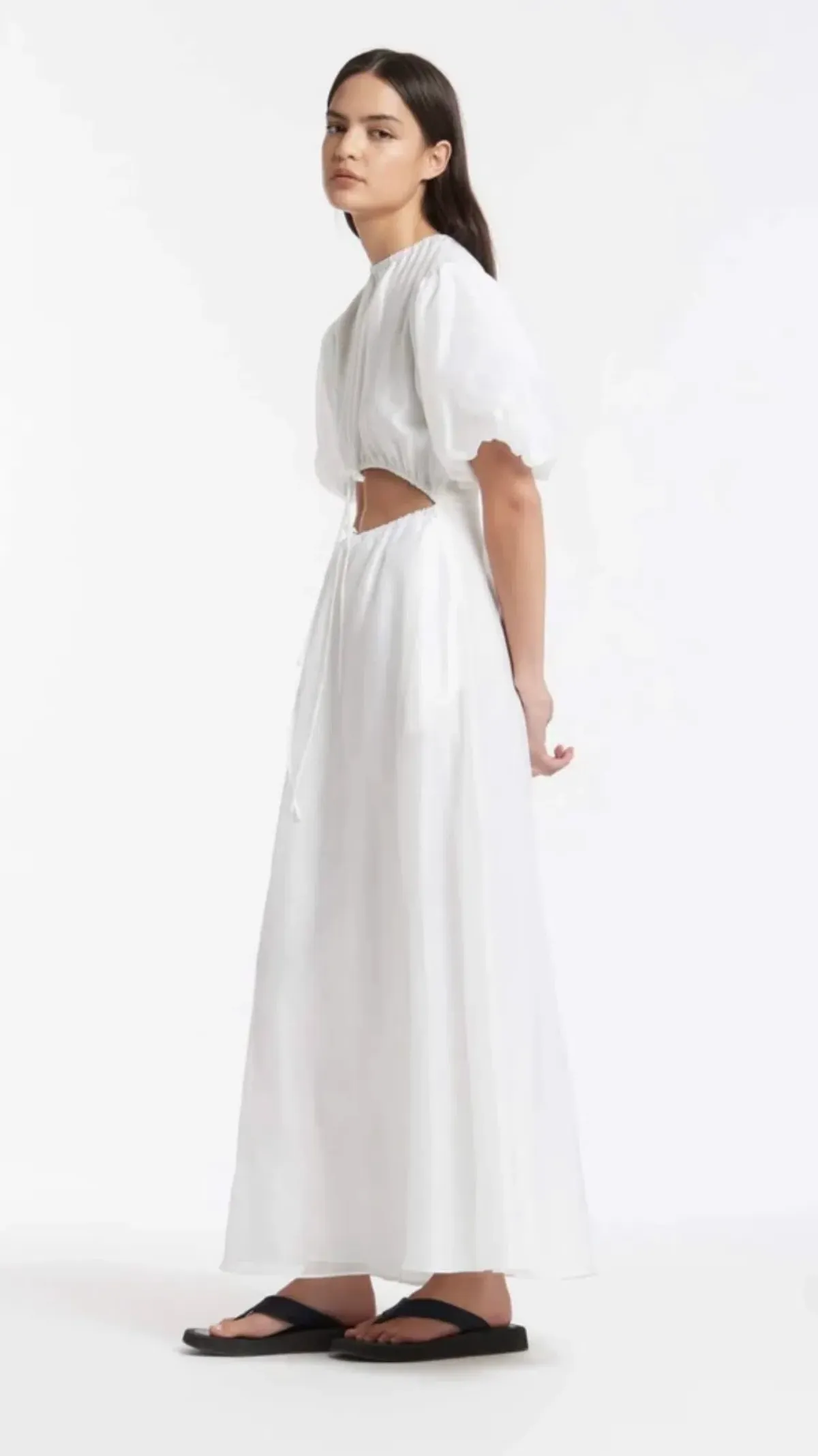 Sir the Label Franc Puff Sleeve Midi Dress White Size 3 / AU 12 - Image 2