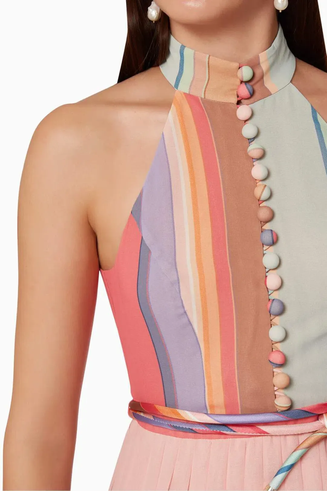Zimmermann Pleated Picnic Dress Rainbow Stripe Size 1 / Au 10 for rent on The Volte - main image