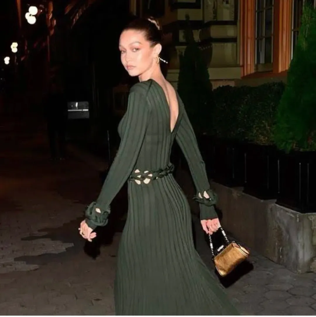 Dion Lee Braid Long Sleeve Reversible Dress Green Size 6 for rent on The Volte - main image