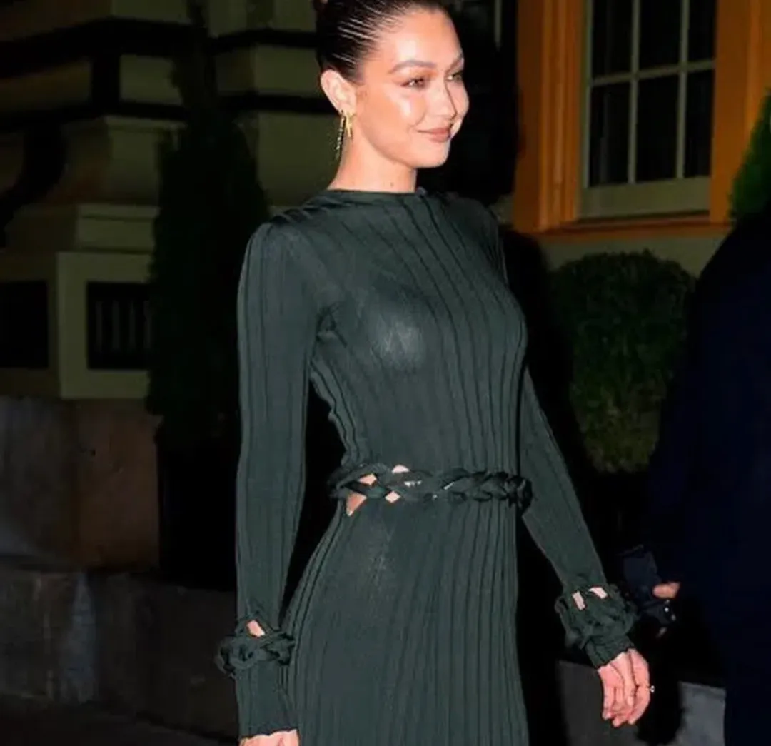 Dion Lee Braid Long Sleeve Reversible Dress Green Size 6 for rent on The Volte - main image