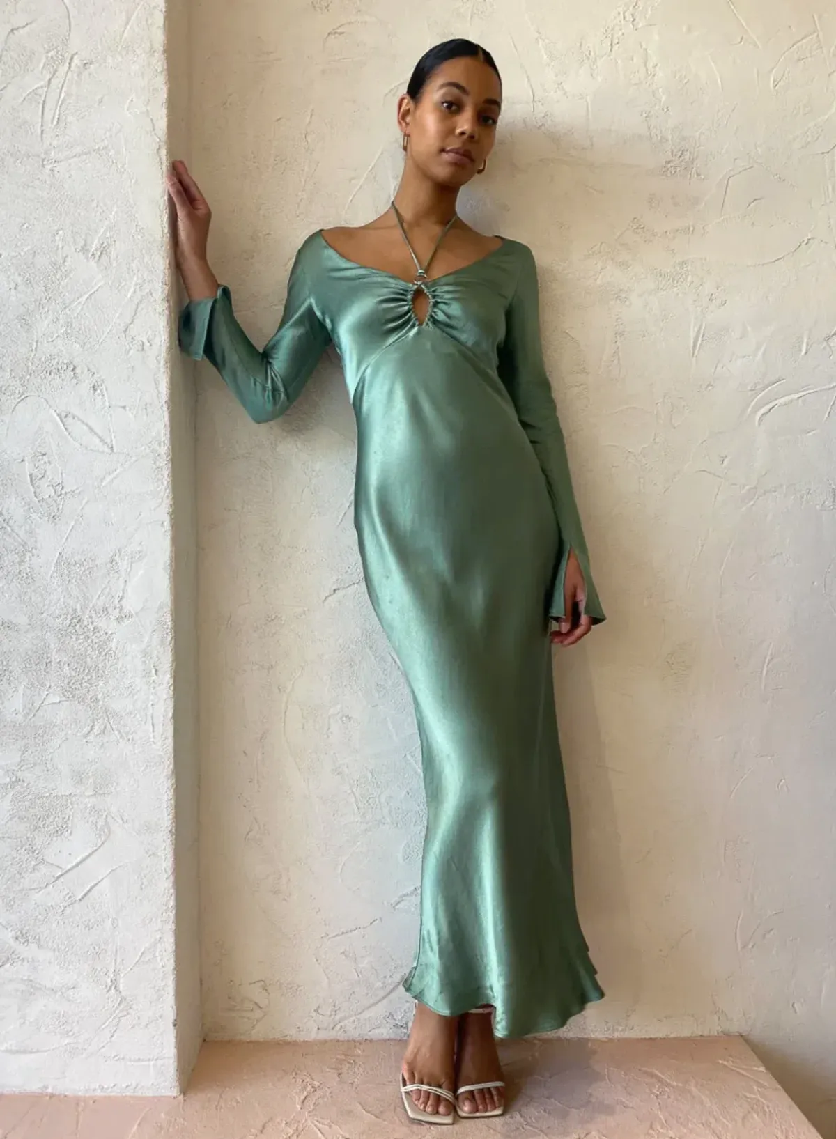 Bec & Bridge Malyka Long Sleeve Maxi Dress | Moss Green | Size 10 - Image 2