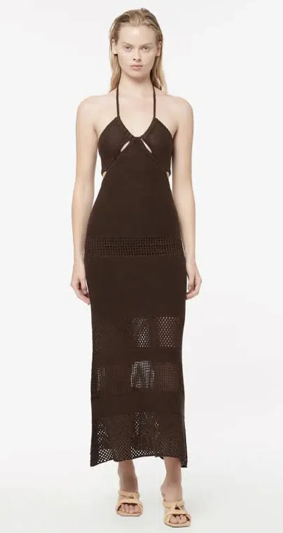Manning Cartell Highly Strung Knit Halter Dress Brown Size 10 - Image 2