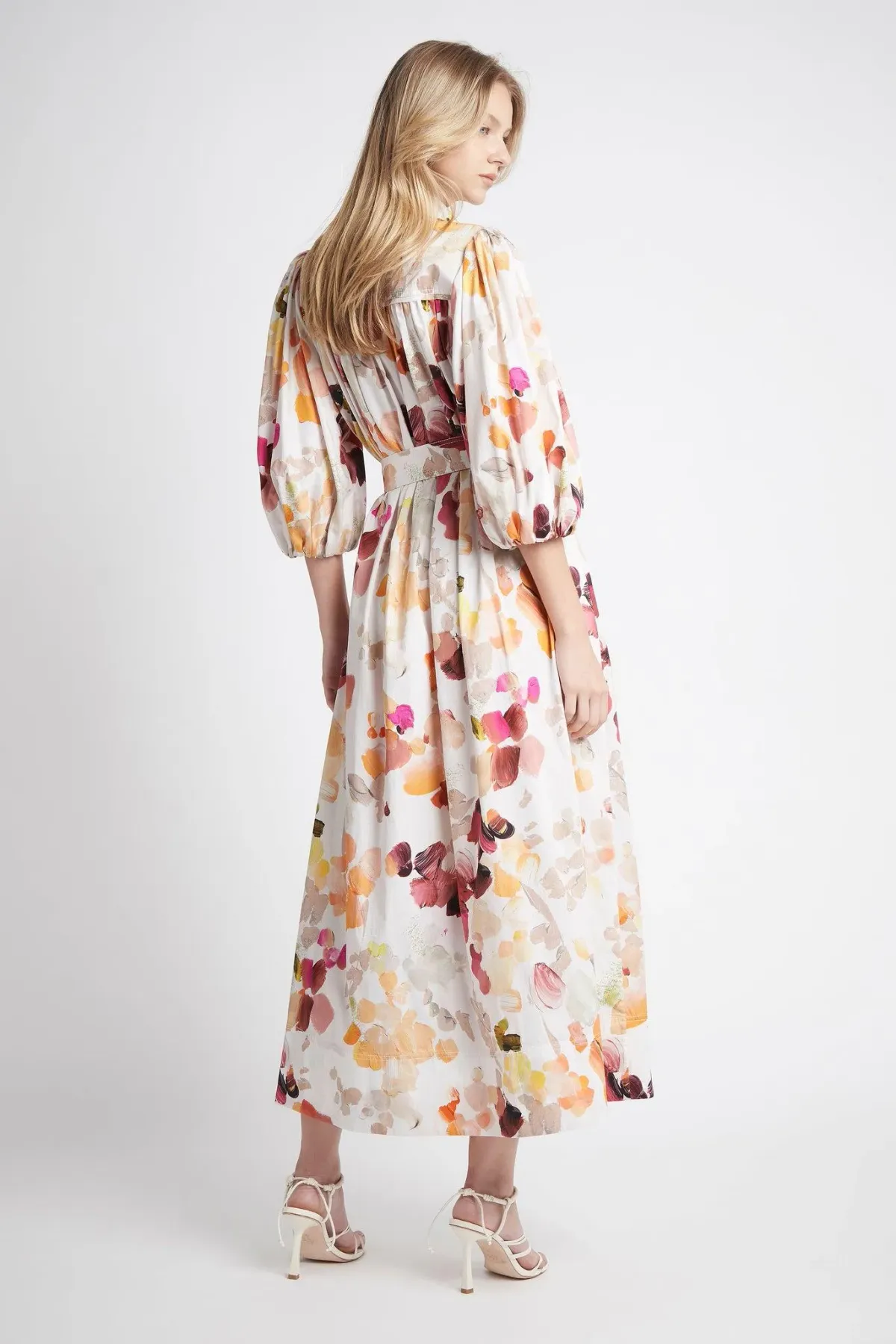 Aje Dassia Puff Sleeve Midi Dress Print Size 12 - Image 2
