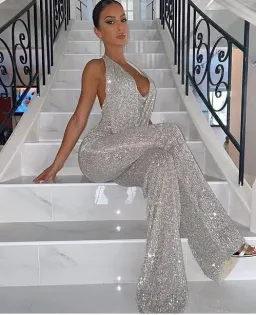 Nookie Fantasy Sequin Jumpsuit Silver Size 6 for rent on The Volte - image 4