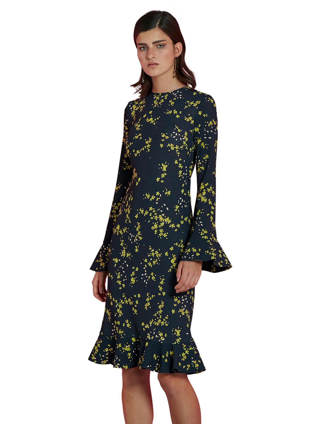 By Johnny Black Daisy Frill Sleeve Slip Dress Size 10 for rent on The Volte - main image
