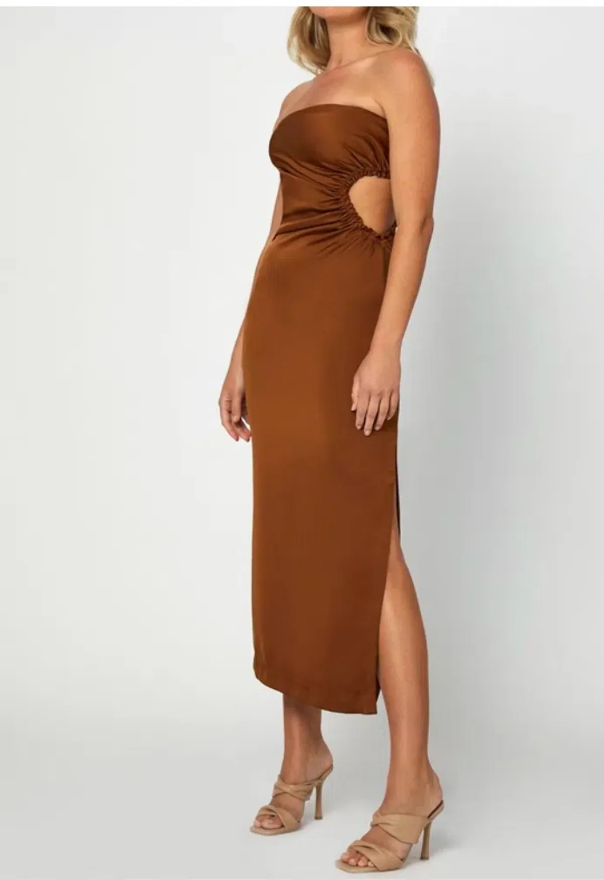 By Johnny Selena Strapless Dress Coffee Size 6 for rent on The Volte - main image