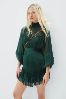 Shona Joy Leonie Long Sleeve Ruched Mini Dress Rosemary Green Size 10 for rent on The Volte - image 5
