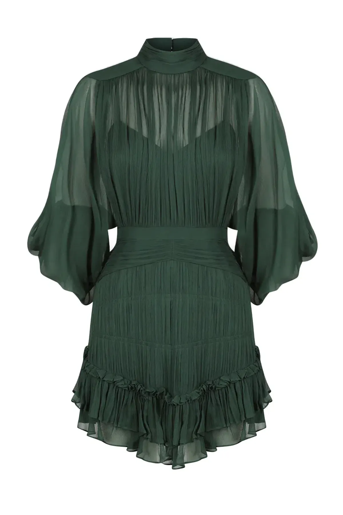 Shona Joy Leonie Long Sleeve Ruched Mini Dress Rosemary Green Size 10 - Image 6
