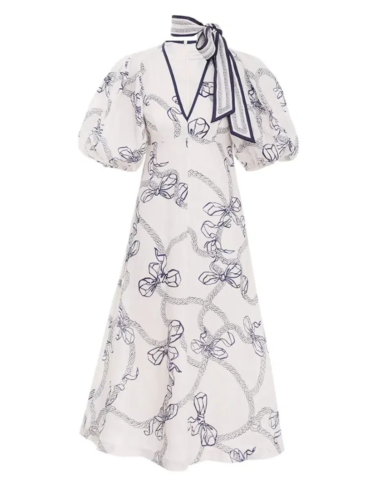 Zimmermann Day Midi Dress Navy Bows Size 0 / AU 8 - Image 3