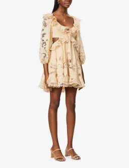 Zimmermann Brighton Scallop Mini Dress Taupe Size 2 for rent on The Volte - image 1