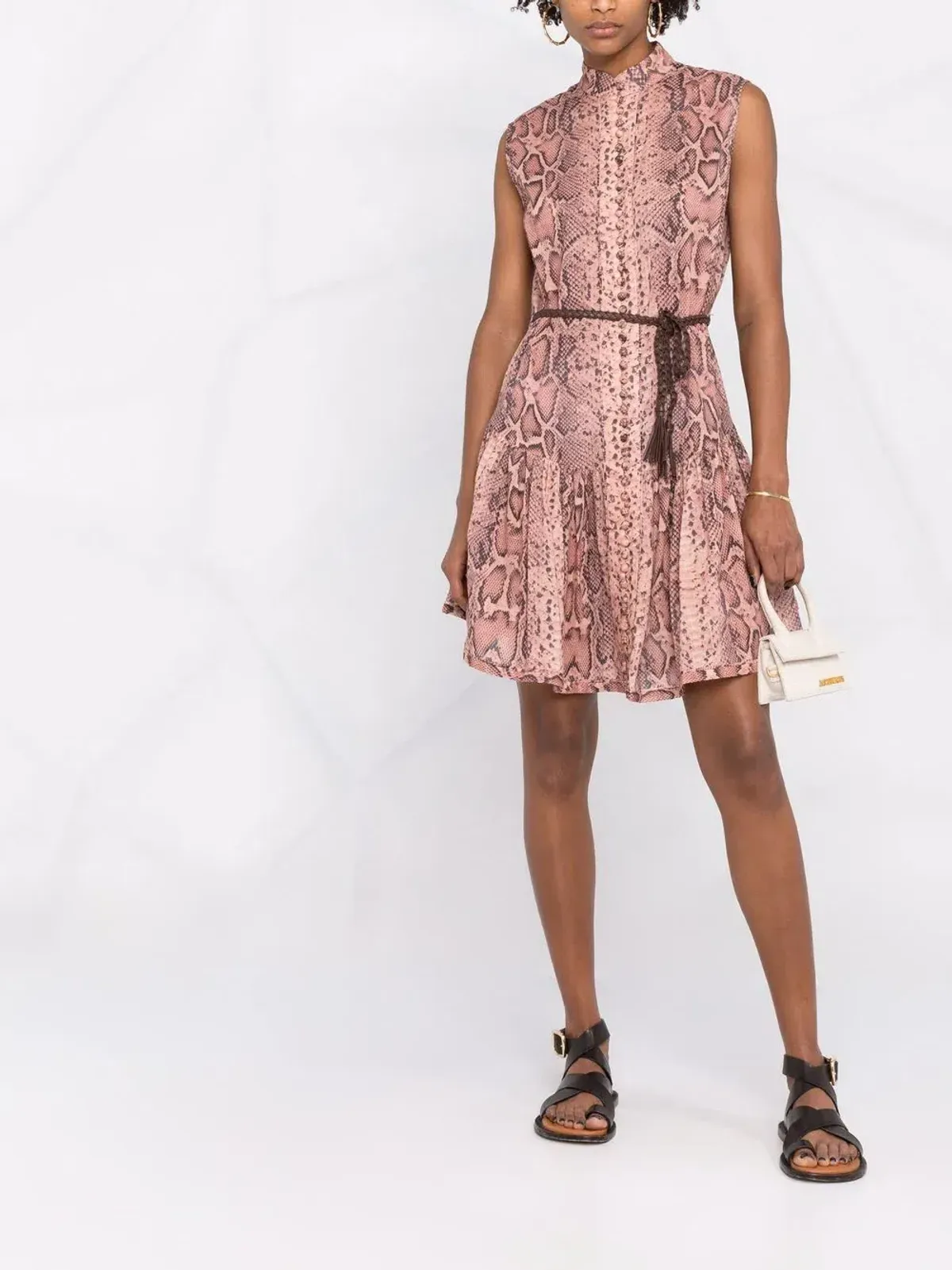 Zimmermann Moonshine Flared Mini Dress Pink Snake Print Size 0 / AU 8 for rent on The Volte - main image