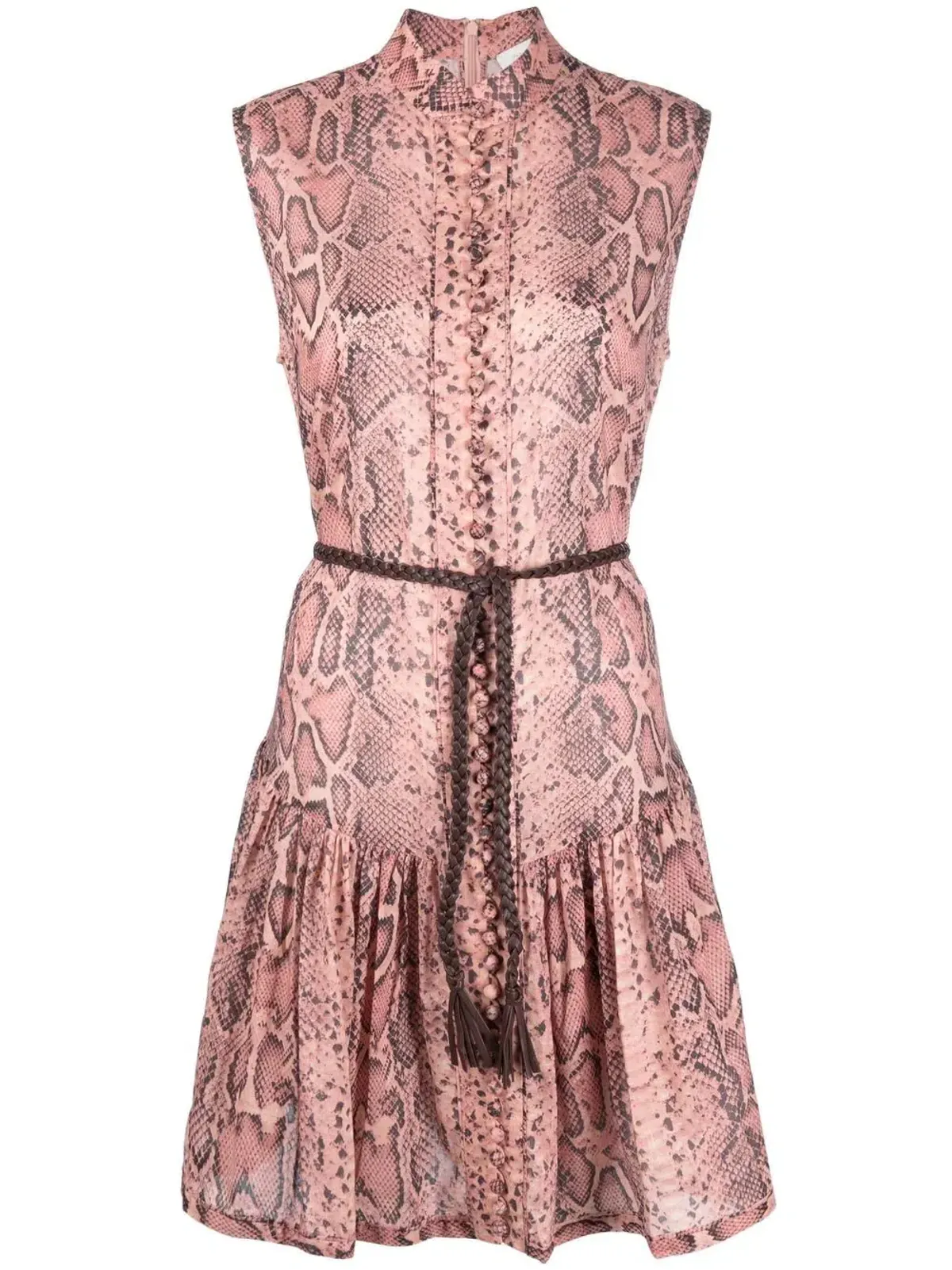 Zimmermann Moonshine Flared Mini Dress Pink Snake Print Size 0 / AU 8 - Image 4