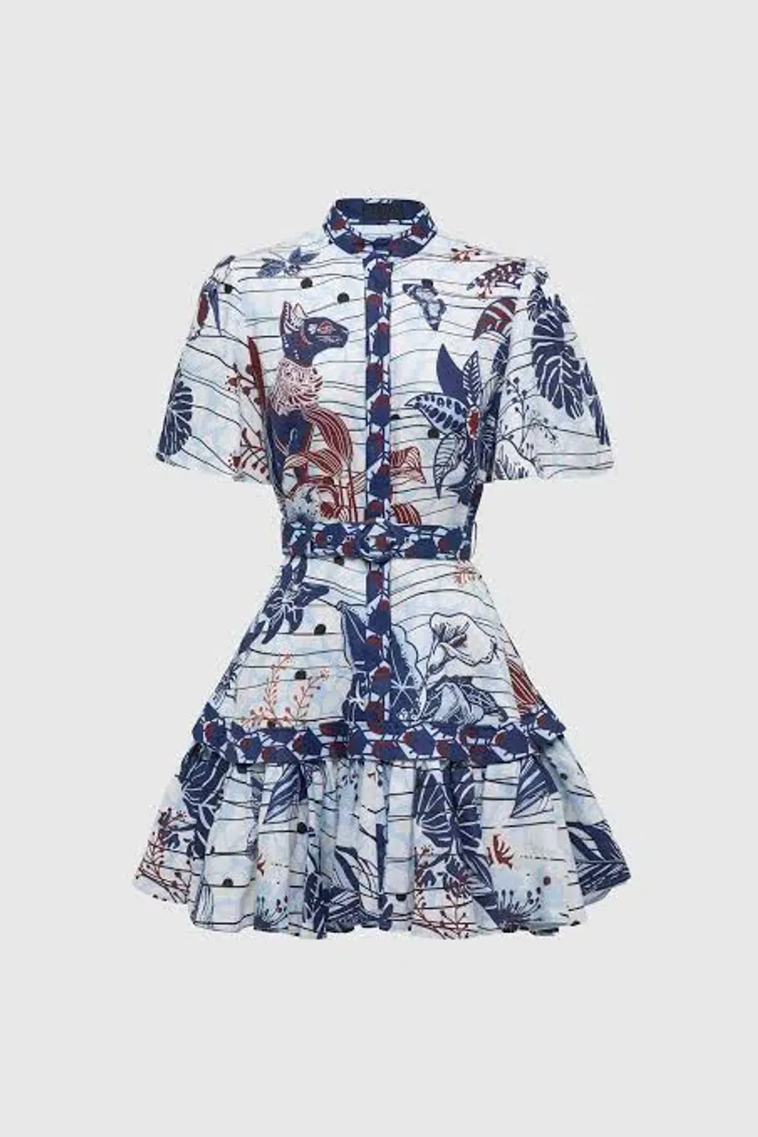 Leo Lin La Casa Linen Mini Dress Print Size 8 for rent on The Volte - main image
