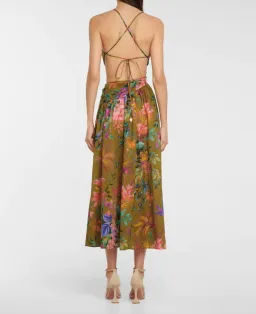 Zimmermann Tropicana Asymmetric Dress Khaki Floral Size 0 for rent on The Volte - image 3