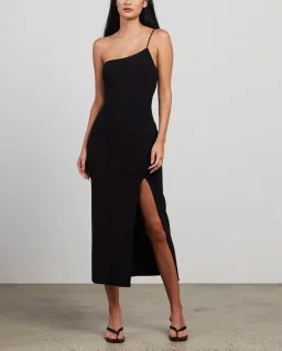 Bec & Bridge Fleur Asymmetric Midi Dress Black Size 12 for rent on The Volte - image 1