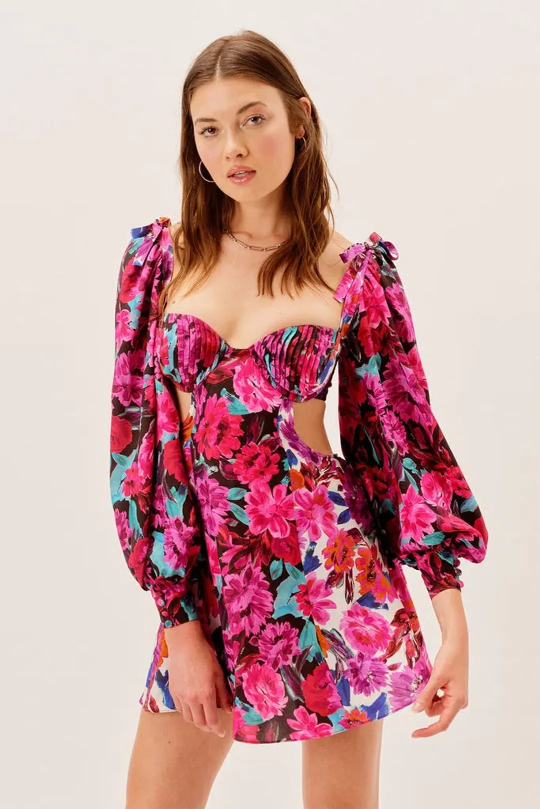 For Love & Lemons Scarlett Mini Dress Pink Size S for rent on The Volte - main image