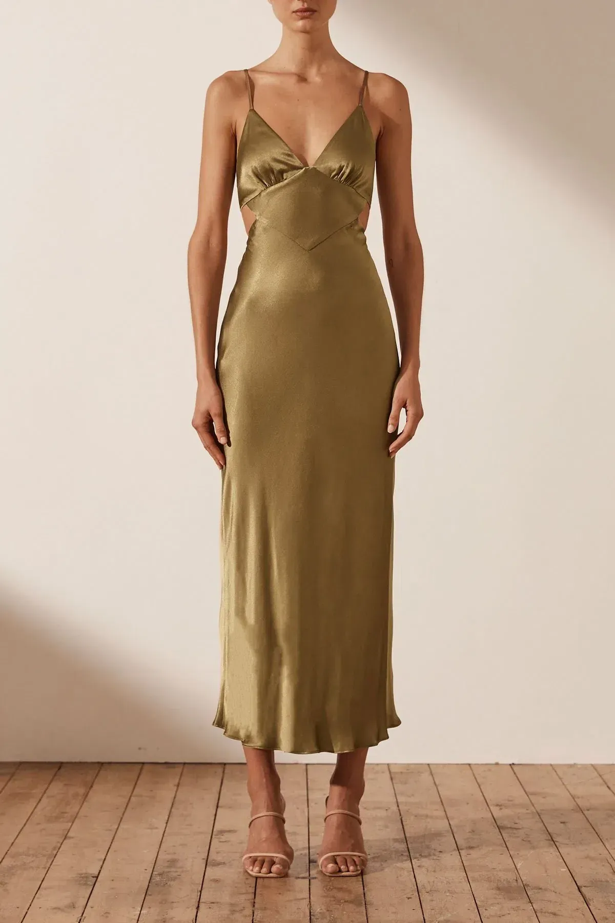 Shona Joy Alma Backless Midi Dress Cumin Size 14 - Image 1