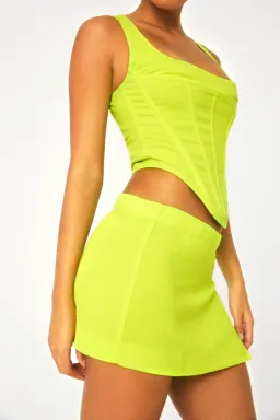 Miaou Campbell Corset and Micro Mini Skirt Set Neon Lime Size M for rent on The Volte - image 4