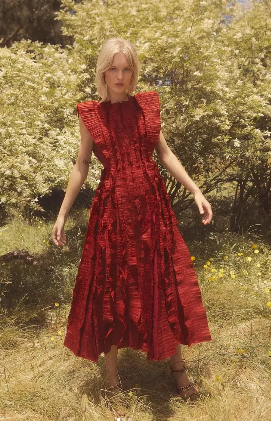 Aje Hybrid Midi Dress Burgundy Size 12 for rent on The Volte - main image