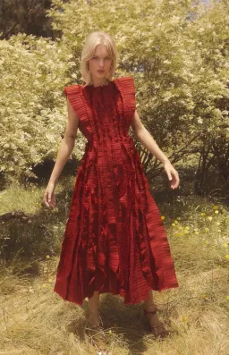 Aje Hybrid Midi Dress Burgundy Size 12 for rent on The Volte - image 1