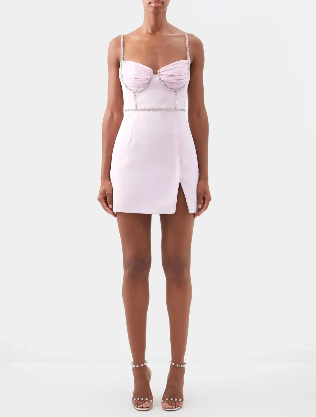 Self Portrait Chiffon And Crepe Mini Dress Pink Size M / AU 10 for rent on The Volte - main image