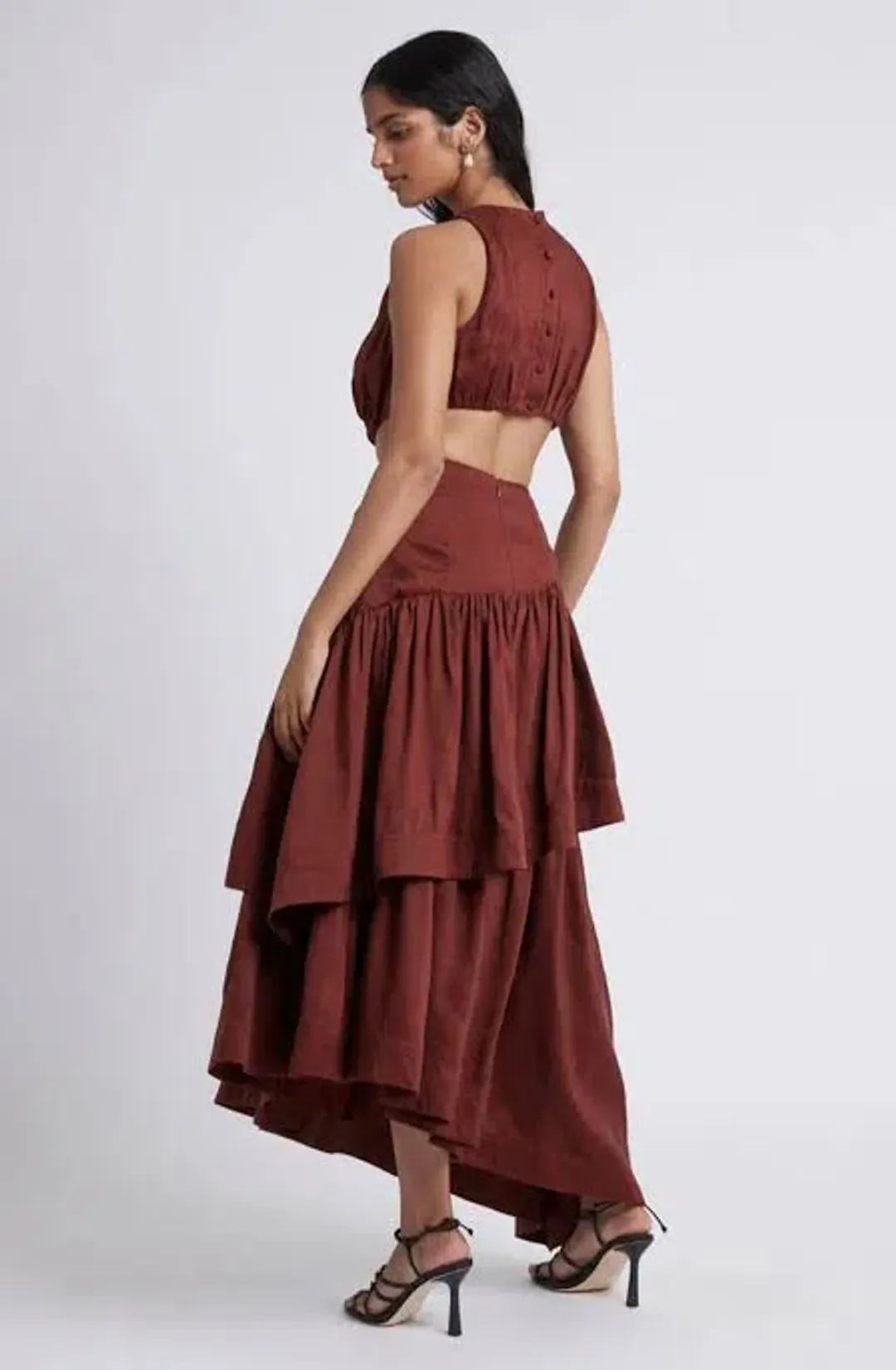 Aje Calitene Cut Out Dress Rust Size 6 for rent on The Volte - main image