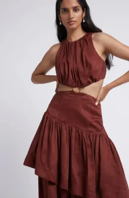Aje Calitene Cut Out Dress Rust Size 6 for rent on The Volte - image 2