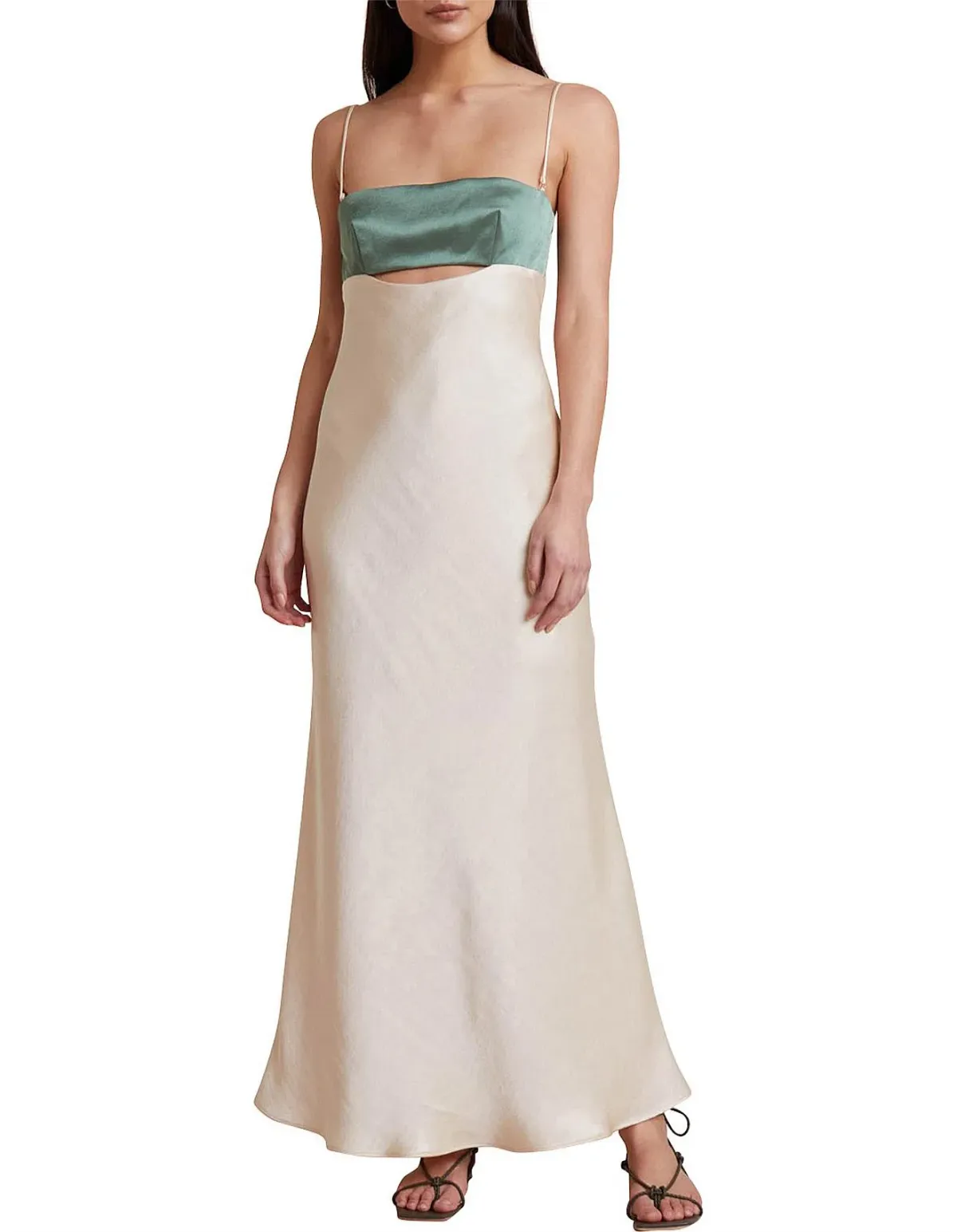 Bec and Bridge Carrie Cut Out Maxi Dress Multi Green Size 16 for rent on The Volte - main image