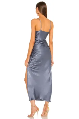 Shona Joy Lily Bias Ruched Midi Dress in Blue Smoke Size 6 for rent on The Volte - image 3