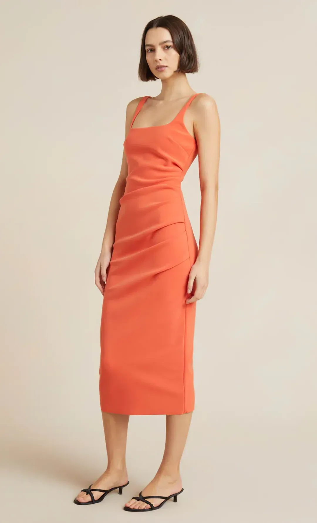 Bec & Bridge Karina Tuck Midi Dress in Fire Orange Size 14 for rent on The Volte - main image