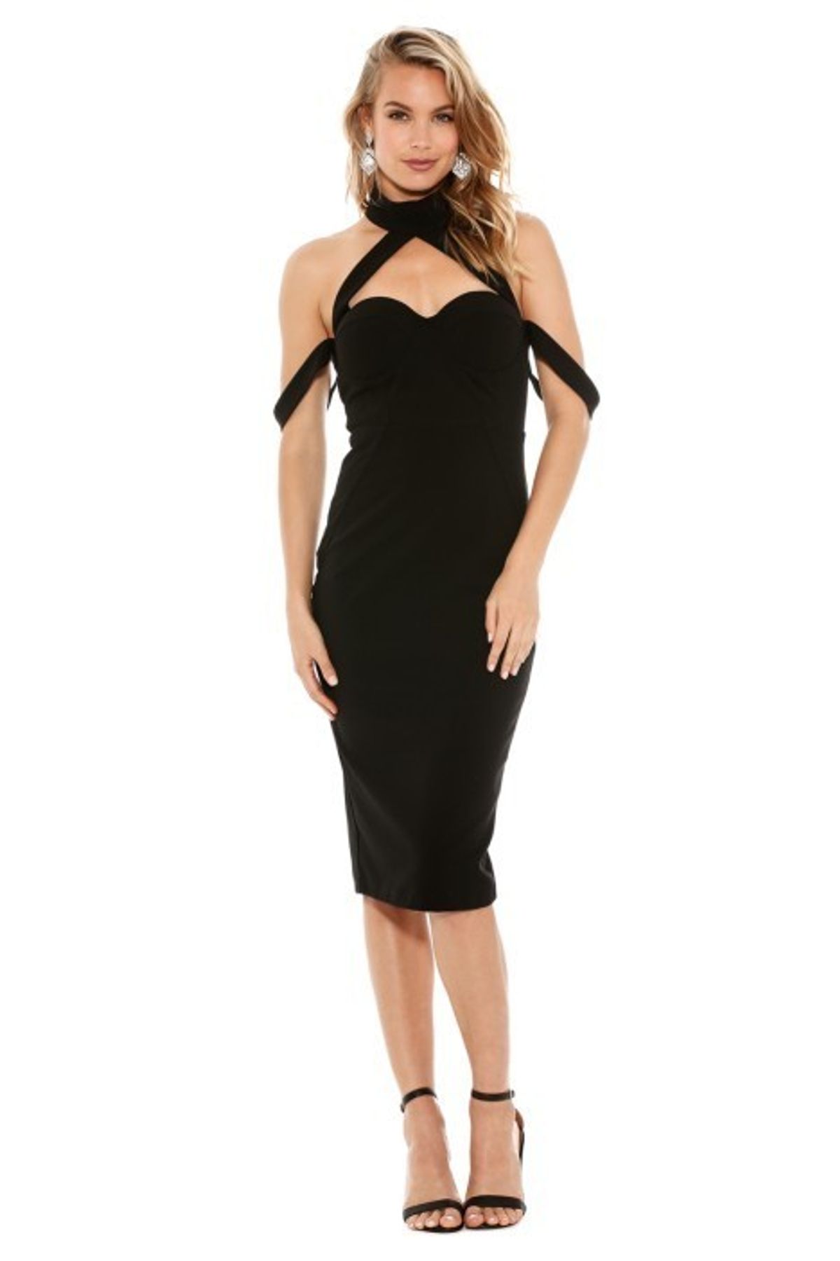 MISHA Claudia Halter Cross Over Dress Black Size 10/M - Image 6