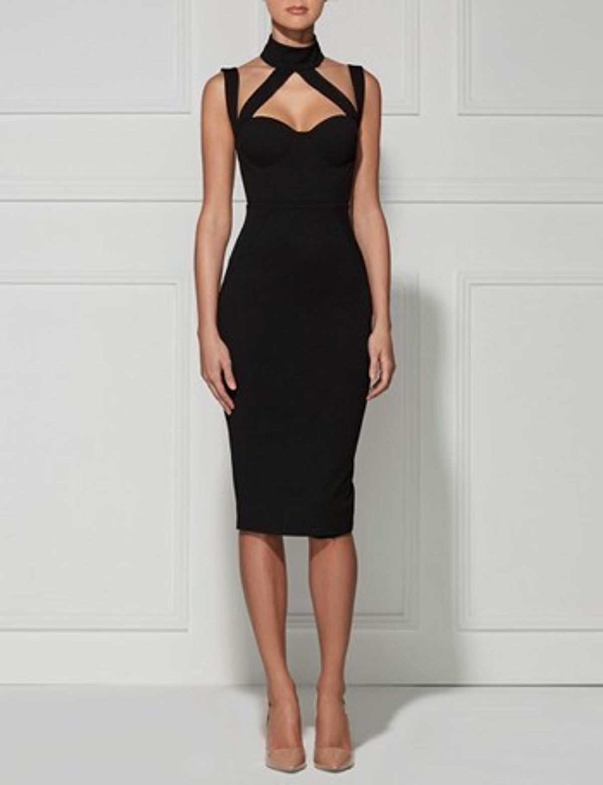 MISHA Claudia Halter Cross Over Dress Black Size 10/M - Image 1