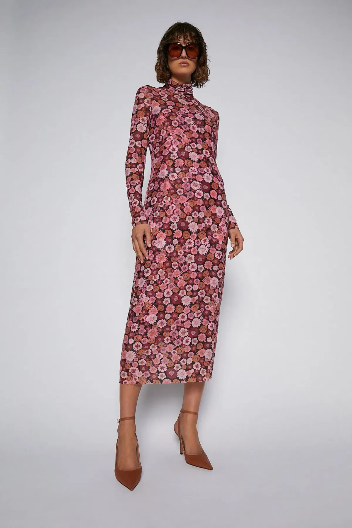 Scanlan Theodore Floral Mesh Dress Pink Size 6 for rent on The Volte - main image