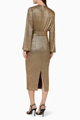 Elle Zeitoune Chase Gold Midi Dress Size 10 for rent on The Volte - image 3