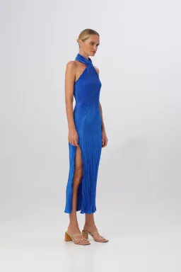 L'Idee The Soirée Pleated Halter Gown MOROCCAN Blue Size 8 for rent on The Volte - image 3