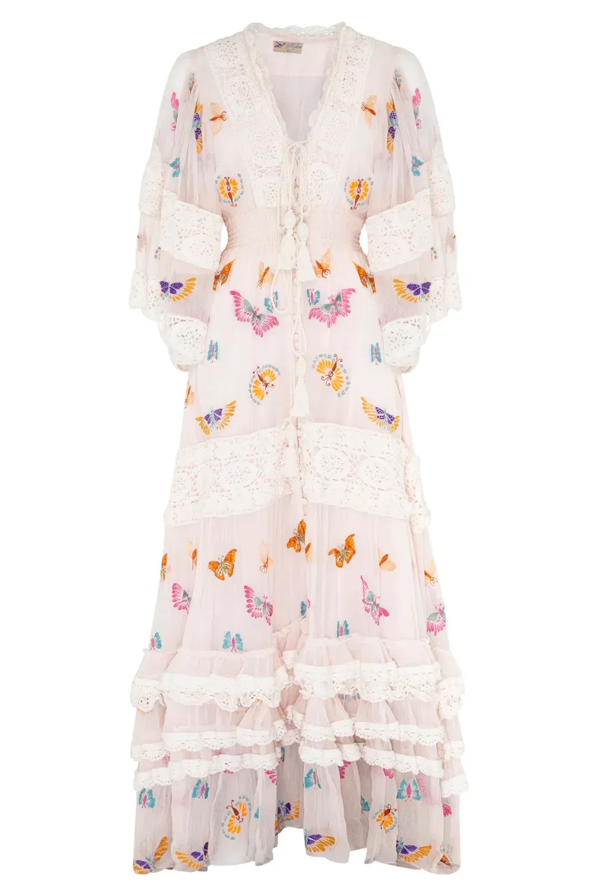 Fillyboo Madam Butterfly Embroidered Duster in Delicacy Size M - Image 4