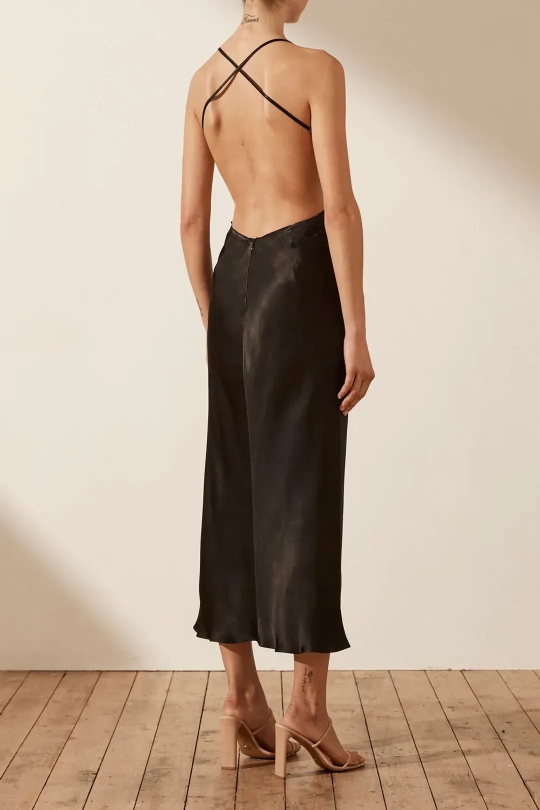 Shona Joy Thalia Bias Cut Out Midi in Black Size 8 for rent on The Volte - main image