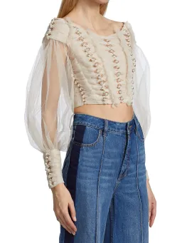 Zimmermann Rhythmic Chain Pearl Bodice Milk Size 0/Au 8 for rent on The Volte - image 2