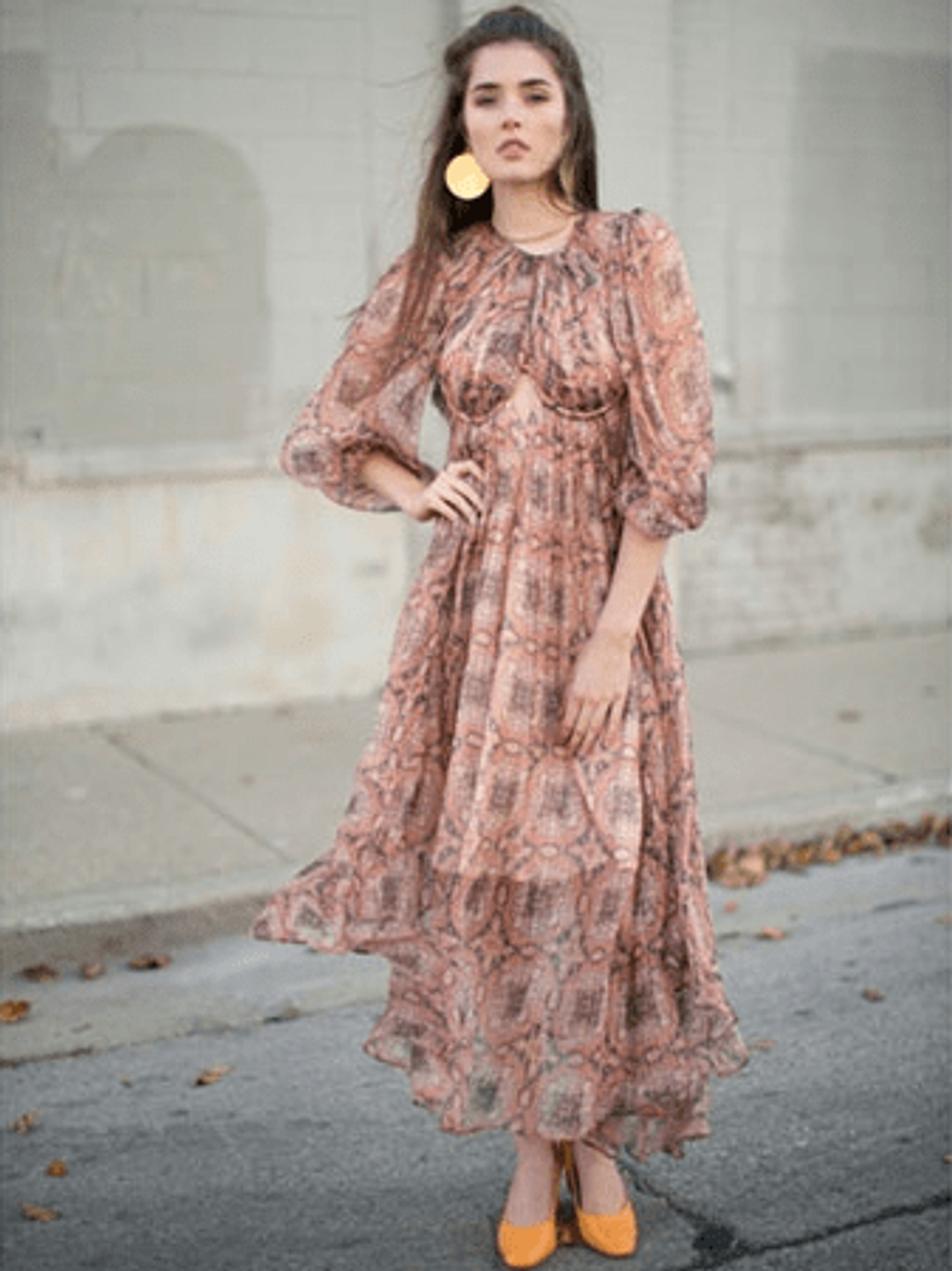 Zimmermann Empire Heiress Dress Ochre Konya Size 8 for rent on The Volte - main image