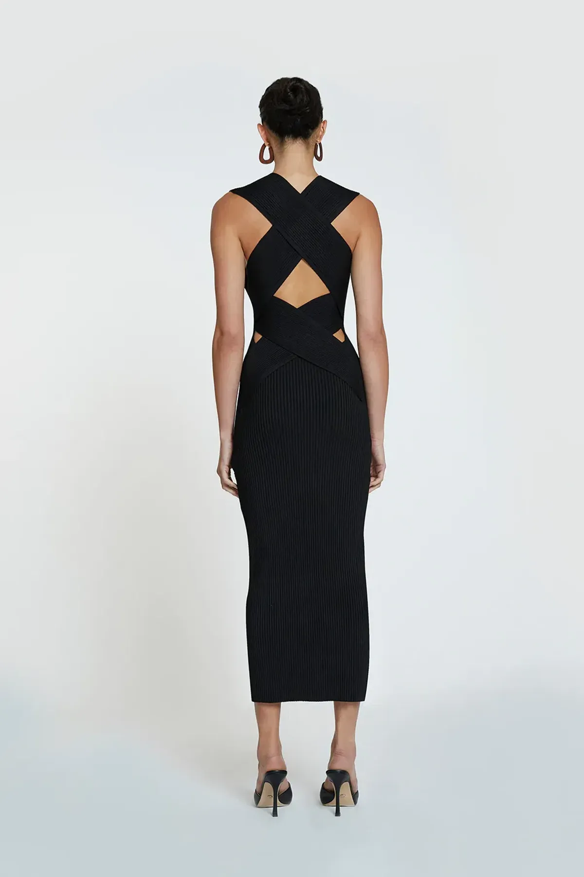By Johnny Leora Latice Knit Midi Dress Black Size S - Image 3