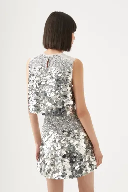 Aje Cherie Sequin Mini Skirt Silver Size 8 for rent on The Volte - image 2