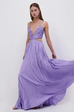 Jonathan Simkhai Marli Pleated Gown Lavender Size 6 for rent on The Volte - image 4