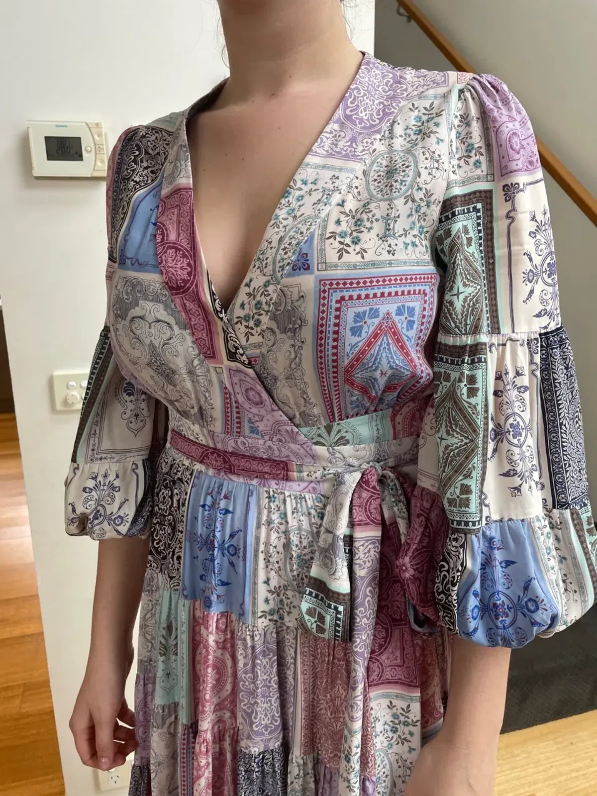 Zimmermann Wrap Midi Dress Multi Zodiac Cards Print Size 2 /Au 12 - Image 3