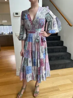 Zimmermann Wrap Midi Dress Multi Zodiac Cards Print Size 2 /Au 12 for rent on The Volte - image 5