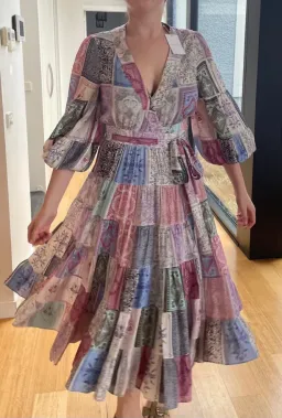 Zimmermann Wrap Midi Dress Multi Zodiac Cards Print Size 2 /Au 12 for rent on The Volte - image 4
