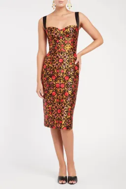 Rebecca Vallance Martine Midi Dress Black Print Size 8 for rent on The Volte - image 1